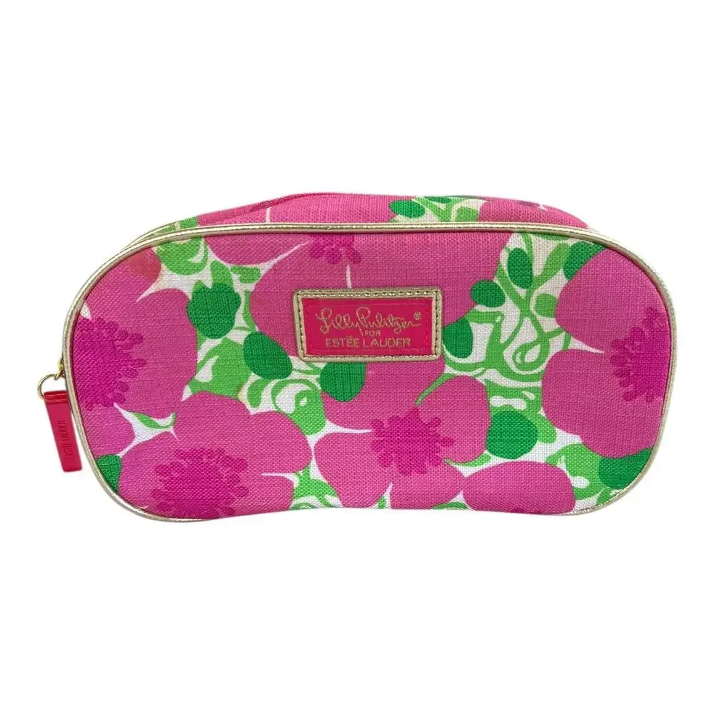 Lily Pulitzer x Estee Lauder Cosmetic Makeup Bag Pretty Pink and Green
